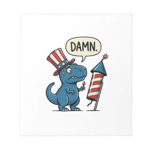 Bloc-note T-shirt drôle patriotique T-Rex feu d'artifice Des
