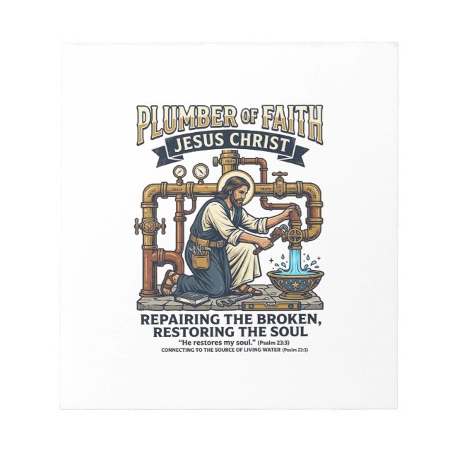 Bloc-note T-shirt graphique Jésus Plombier Art chrétien_1 (Devant)