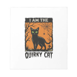 Bloc-note T-Shirt Quirky Cat Halloween Gravure Vintage Des