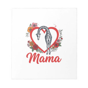 Bloc-note T-shirt vintage girafe maman cœur floral Design_1