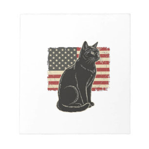 Bloc-note T-Shirt Vintage Graphique Chat Patriotique Drapeau