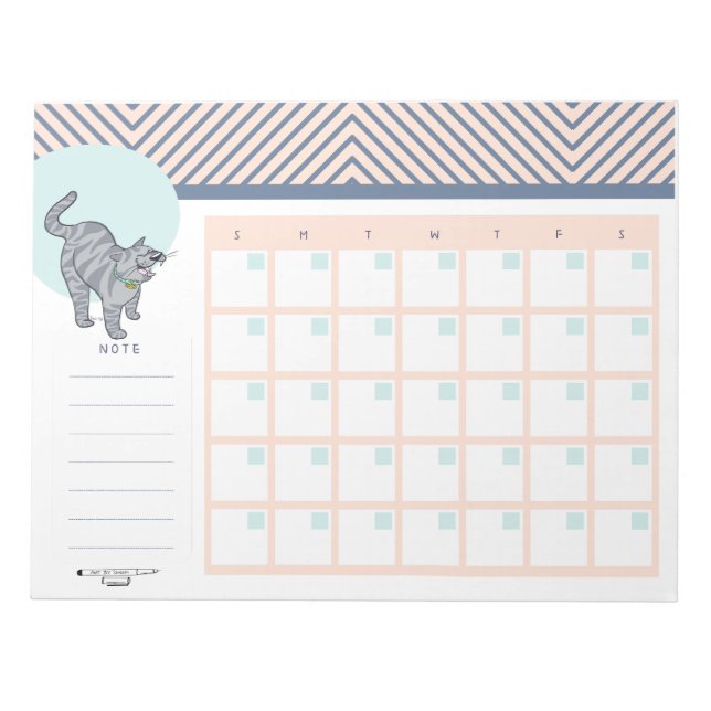 Bloc-note Tabby Cat Open Dated Desk Calendar Notepad (Devant)