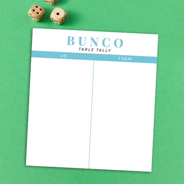 Bloc-note Table bleu ciel simple et blanc (modern tear-off notepad Bunco score card with sky blue graphic accents)