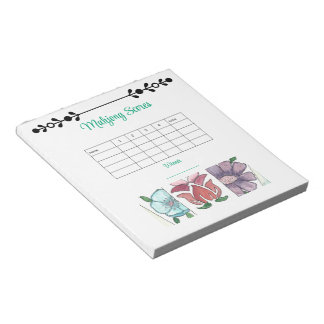 Bloc-note table de score de mahjong tuiles de fleurs