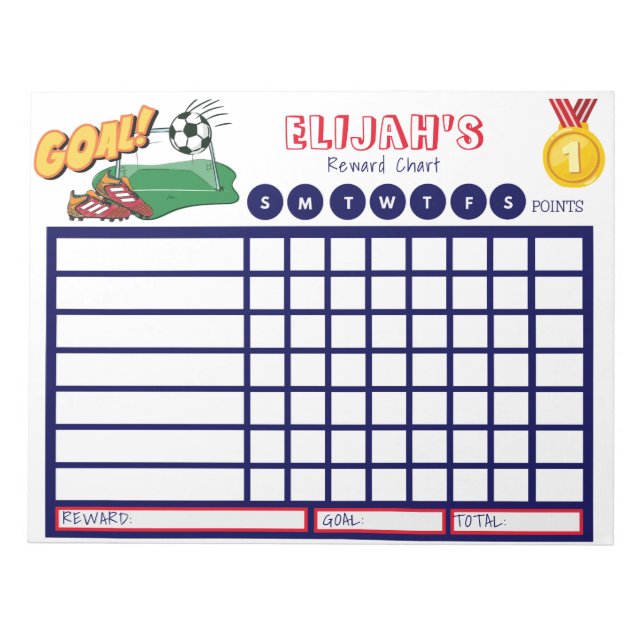 Bloc-note Tableau de bord pour enfants, Graphique de soccer  (Devant)