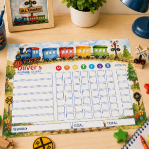 Bloc-note Tableau de Récompense Thème Train Tableau de Corvé