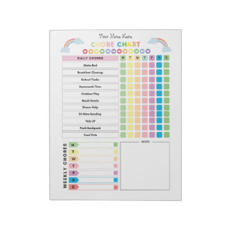 Bloc-note Tableau de tâches personnalisé pour enfants & List