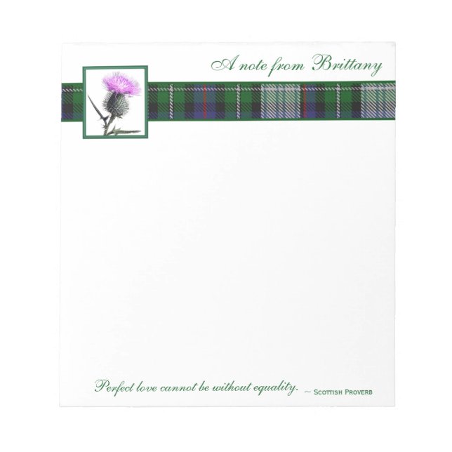 Bloc-note Tartan et pavé de chardon avec Scottish Proverbe (Devant)