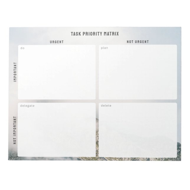 Bloc-note Task Priority and planner Matrix (mountain) (Devant)