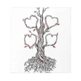 Bloc-note Tatouage de branche de cœur d'arbre de chêne torsa