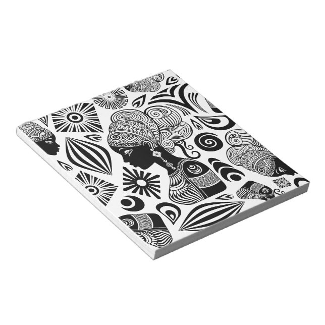 Bloc-note Tatouage Tribal Portrait de Fille Africaine (Incliné)
