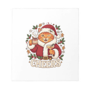 Bloc-note Tchin Tchin Noël Chat Orange Chapeau de Père Noël 