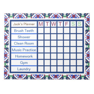 Bloc-note TDAH ADD Boy’s Men’s Weekly Checklist Planner
