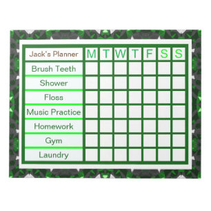 Bloc-note TDAH ADD Boy’s Men’s Weekly Checklist Planner