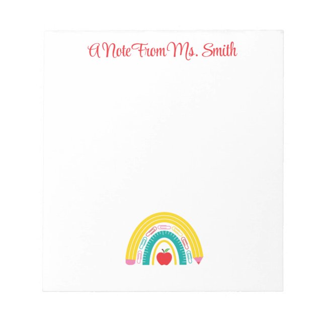 Bloc-note  Teacher Rainbow Notepad with Apple Accent (Devant)