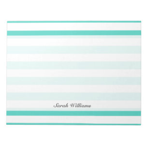 Bloc-note Teal Blue and White Stripe Pattern