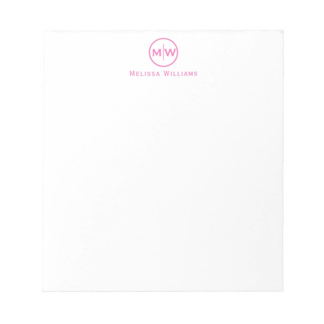 Bloc-note Tendance moderne cercle rose chaud deux Monogramme (Devant)