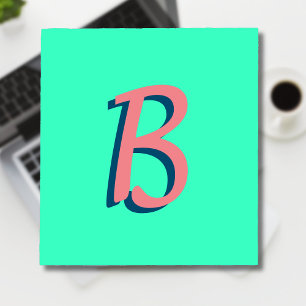 Bloc-note Texte 3D Blush rose tendance initial   Neon Turquo