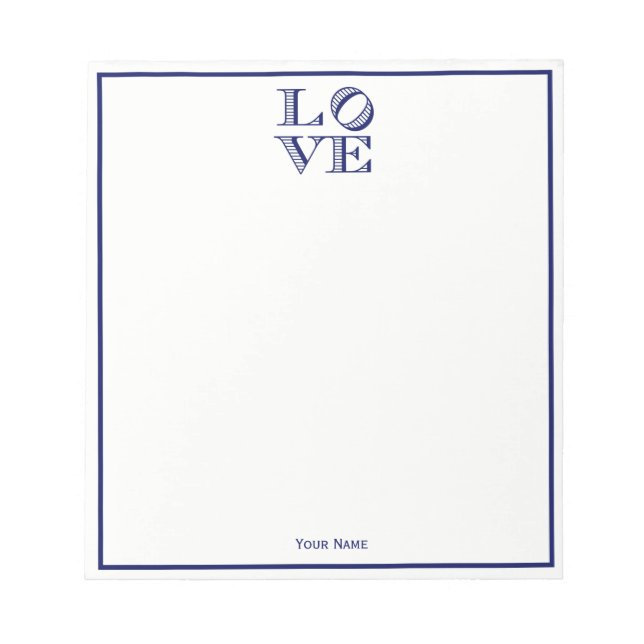 Bloc-note Texte graphique LOVE - Bleu (Devant)