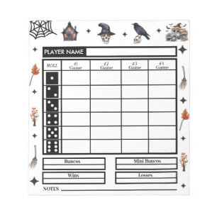 Bloc-note Thème Halloween moderne Bunco Score Pad