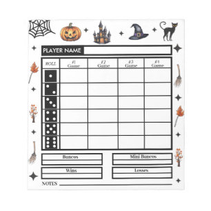 Bloc-note Thème Halloween moderne Bunco Score Pad