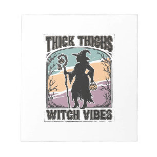 Bloc-note Thick Thighs Witch Vibes Vintage Halloween Tee_1
