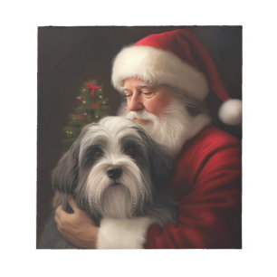 Bloc-note Tibetan Terrier Père Noël Noël Festif