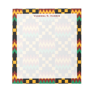 Bloc-note Tissu Kente Kwanzaa Monogramme Rouge Noir Jaune