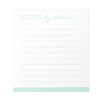 Bloc-note Titre personnalisé "Notes de" Bleu Aqua Ligné