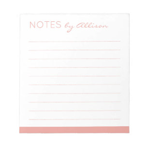 Bloc-note Titre personnalisé "Notes de" Rose Rose Lignée