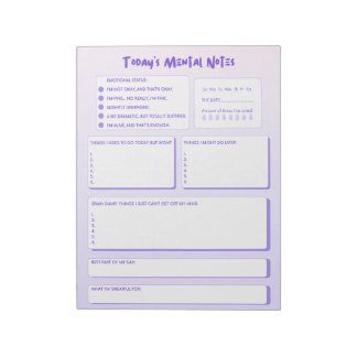Bloc-note Today's Mental Notes Notepad 