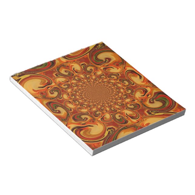 Bloc-note Tons Abstraits orange, marron et vert (Incliné)