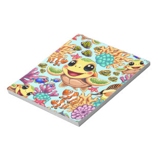 Bloc-note Tortue de mer Bébé heureux et mignonne personnage