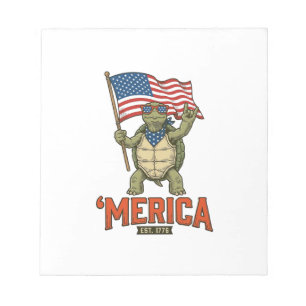 Bloc-note Tortue Patriotique ‘Merica Vintage Vector