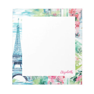 Bloc-note Tour Eiffel Paris France Floral