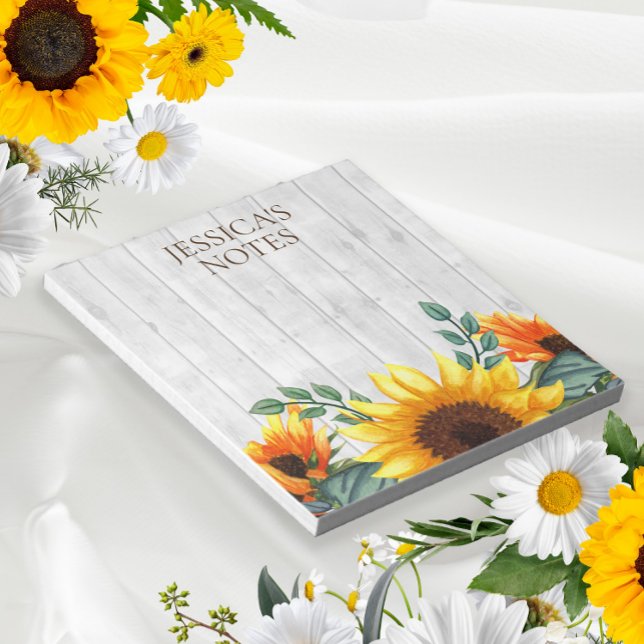 Bloc-note Tournesol Brown jaune Blanc Russe Nom du bois (Créateur téléchargé)