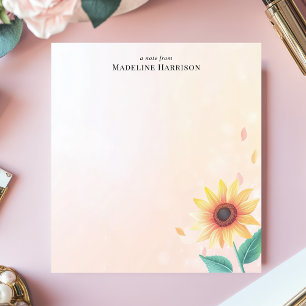 Bloc-note Tournesol Jaune Clair Nom Personnalisé Pastel