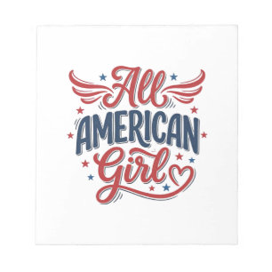 Bloc-note Toute fille américaine design vectoriel vintage pa