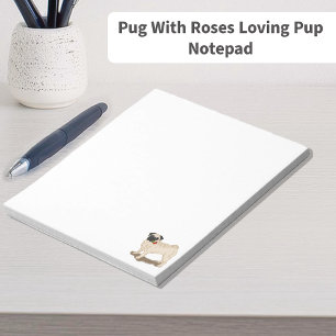 Bloc-note Toutou Carignan Amoureux de Pug aux Roses