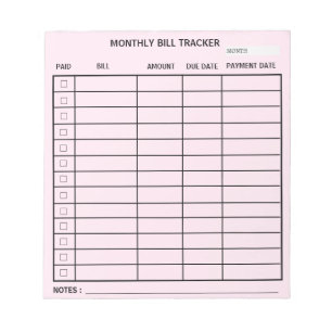 Bloc-note Tracker de facturation mensuelle personnalisée ten