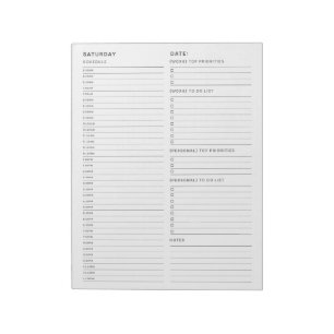 Bloc-note Travail du samedi de la liste des tâches à faire à