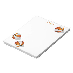 Bloc-note trois balles de basket orange blanc nom personnali