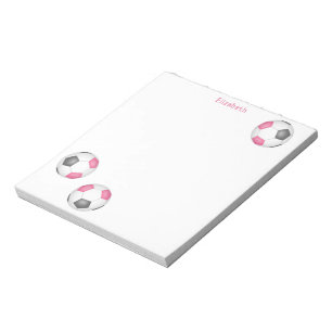 Bloc-note trois balles de football gris rose nom filles