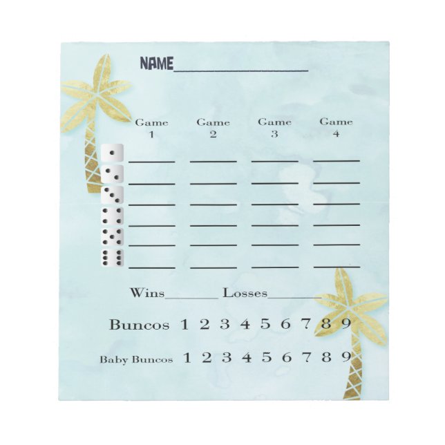 Bloc-note Tropical Beach Bunco Score Pad (Devant)