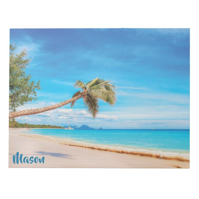 Bloc-note Tropical Beach (nom personnalisé) (Devant)