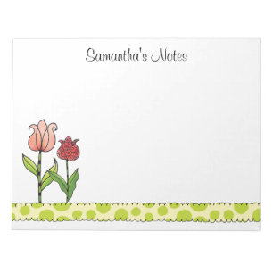 Bloc-note Tulipes rouges et roses Personnalisées 11 x 8,5
