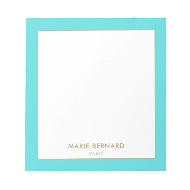 Bloc-note Turquoise Cute Motif Bohème Nom personnalisé (Devant)
