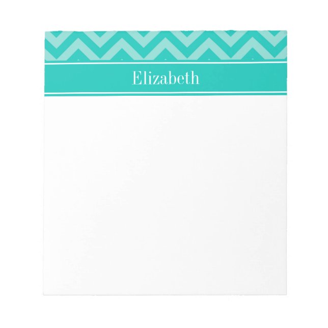 Bloc-note Turquoise sarcelle Chevron LG Monogramme de nom sa (Devant)