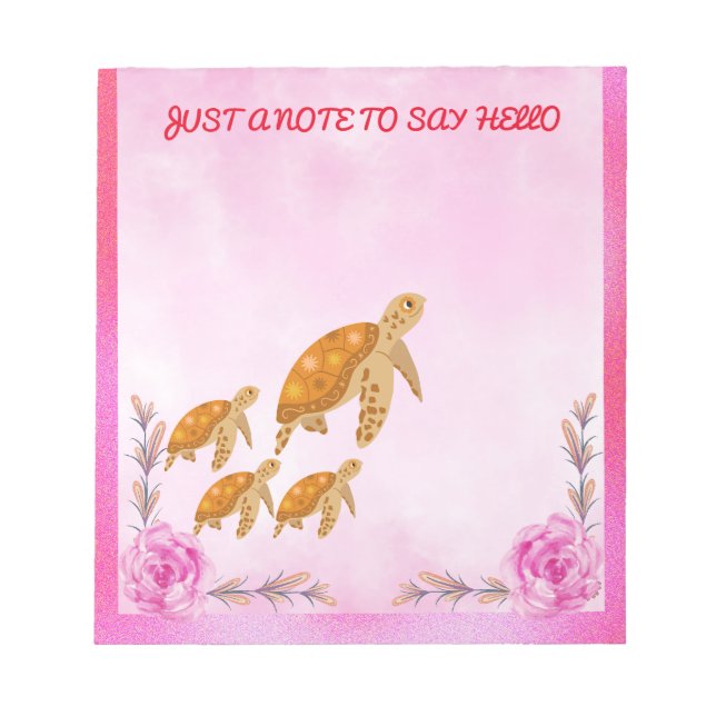 Bloc-note Turtle Motherly Love Personnalisé Rose Accent Rose (Devant)