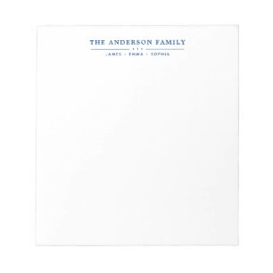 Bloc-note Typographie Bleu Marine Nom de Famille Script